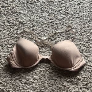 tan bra w clear straps